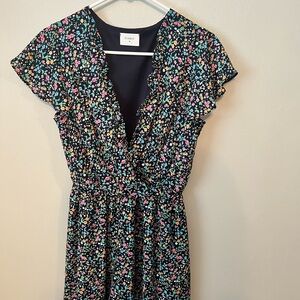 Everly Floral Print Women's Romper - Black and Pink